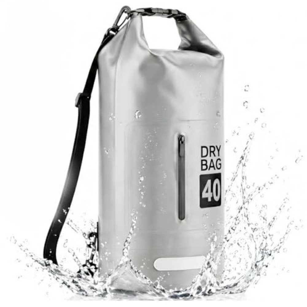 Waterproof Dry Backpack 40L Roll Top Floating Bag GRAY for Beach Cruise Kayaking